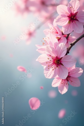 Wallpaper Mural delicate pink sakura petals gently falling on a serene background, amidst soft focus, gentle, season Torontodigital.ca