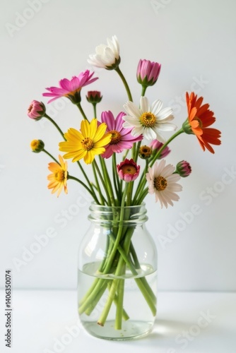 Wallpaper Mural Delicate wildflowers in a glass jar on a white background, glass jar, wildflowers Torontodigital.ca