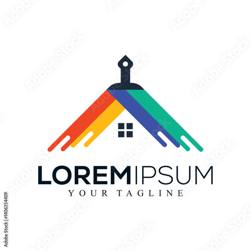 Abstract house paint logo design