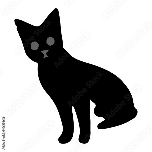  Cute Black Cat Silhouette Vector Illustration


