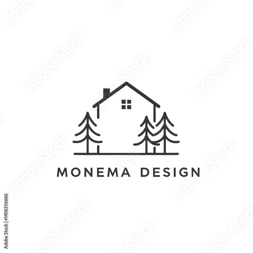 Monema Design house logo with trees in the forest