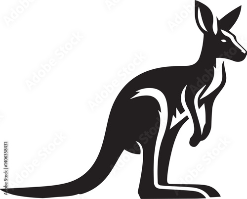 Black silhouette vector of kangaroo