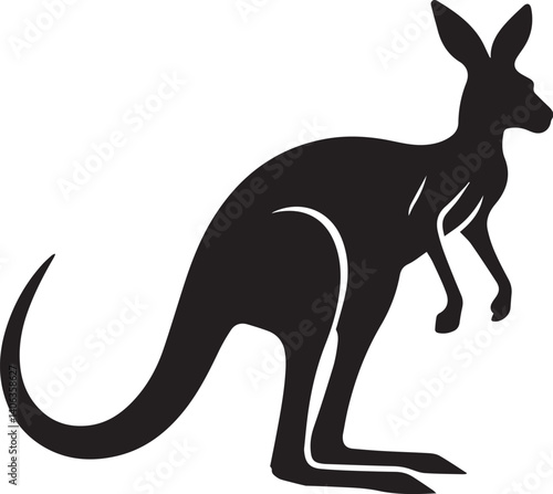 Black silhouette vector of kangaroo