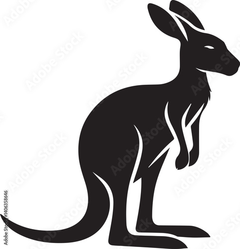 Black silhouette vector of kangaroo