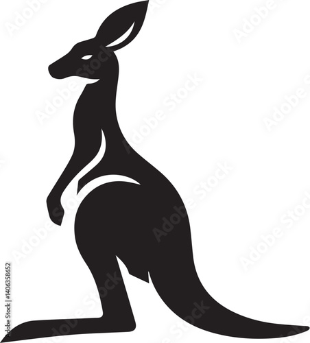 Black silhouette vector of kangaroo