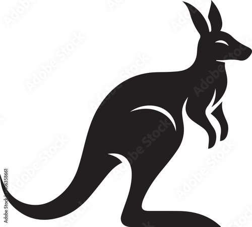 Black silhouette vector of kangaroo