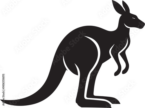 Black silhouette vector of kangaroo