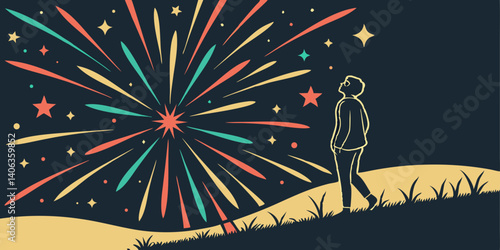 Lot of colors explode in an empty space with a dark black background vector illustration.
