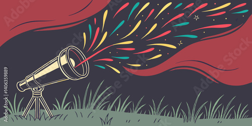 Lot of colors explode in an empty space with a dark red and grey background vector illustration.
