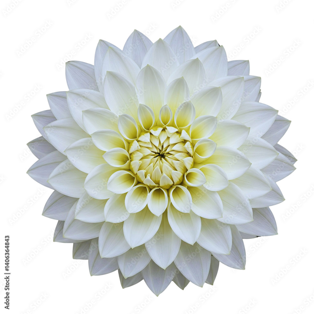 custom made wallpaper toronto digitalA single large real white dwarf dahlia flower head isolated against a transparent background for design elements.
