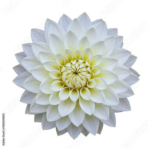Wallpaper Mural A single large real white dwarf dahlia flower head isolated against a transparent background for design elements.
 Torontodigital.ca
