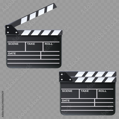 Movie Clapperboard with Editable Fields Scene Take Roll Vector