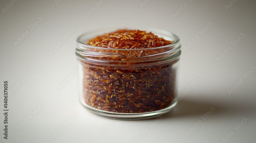 Amber rice in a clear jar Amber rice in a clear jar