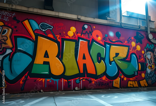 wall covered in lots of colorful graffiti