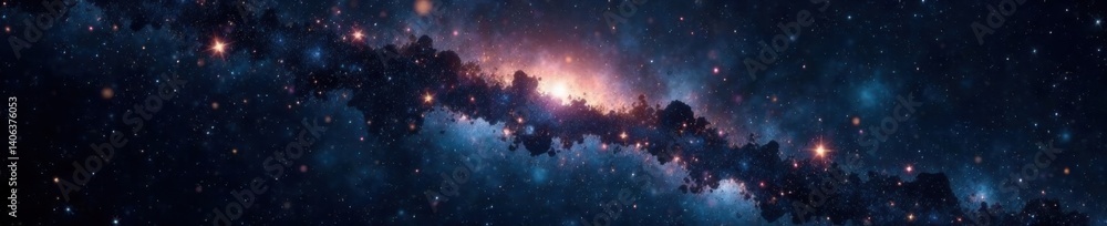 Naklejka premium Blackness of space with starlight glistening like diamonds against the dark canvas, space, starlight, night