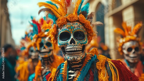 Day of the Dead Skull Mask Costume Parade Mexico Celebration