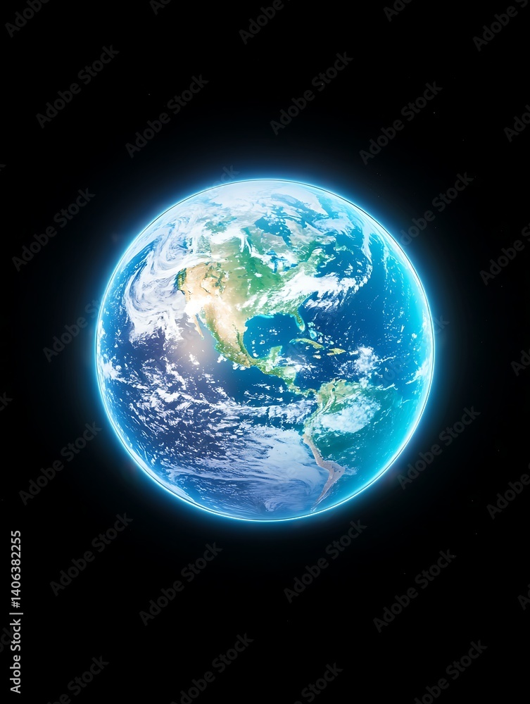 Earth in Space, Night View Earth in Space, Night View