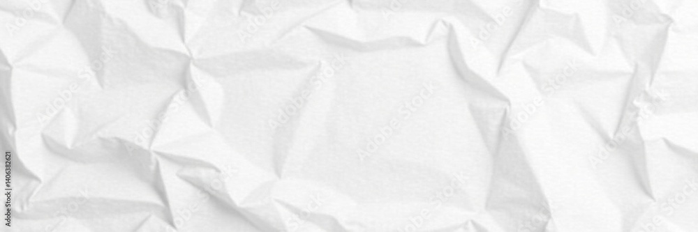 Fototapeta premium Ruffled white paper poster with visible creases and wear , aged, worn, texture