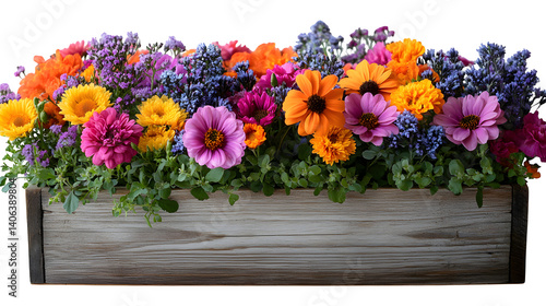 Wallpaper Mural Decorative flower box with blooming flowers, isolated on white background Torontodigital.ca