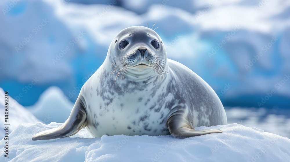 Obraz premium Young seal on icy landscape