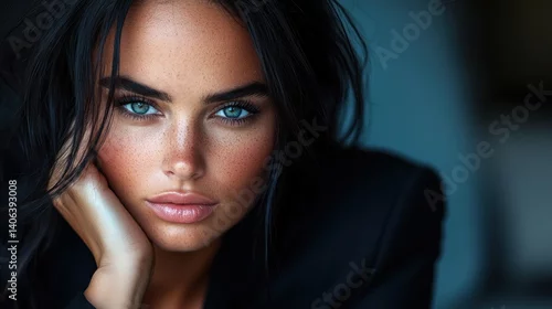 Fototapeta samoprzylepna Close-up portrait of a woman with striking features