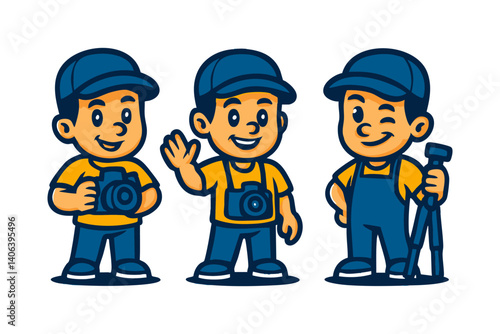 photographer funny cartoon mascot character logo illustration