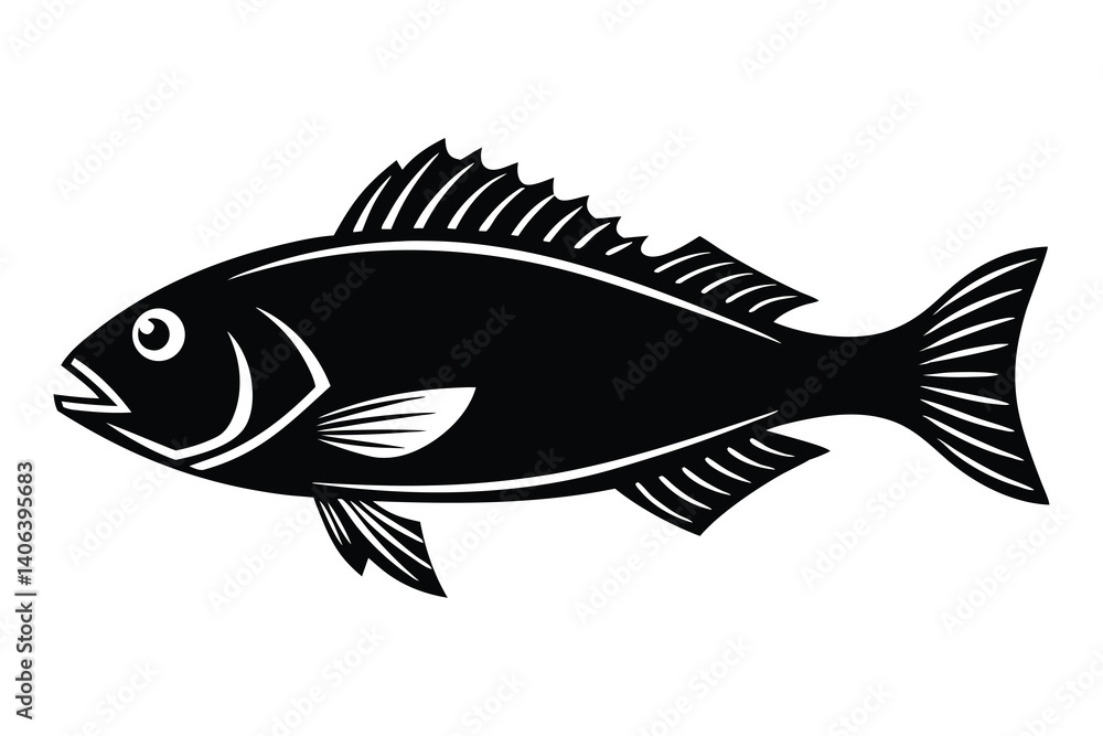 Fish vector silhouette on a white background Fish vector silhouette on a white background