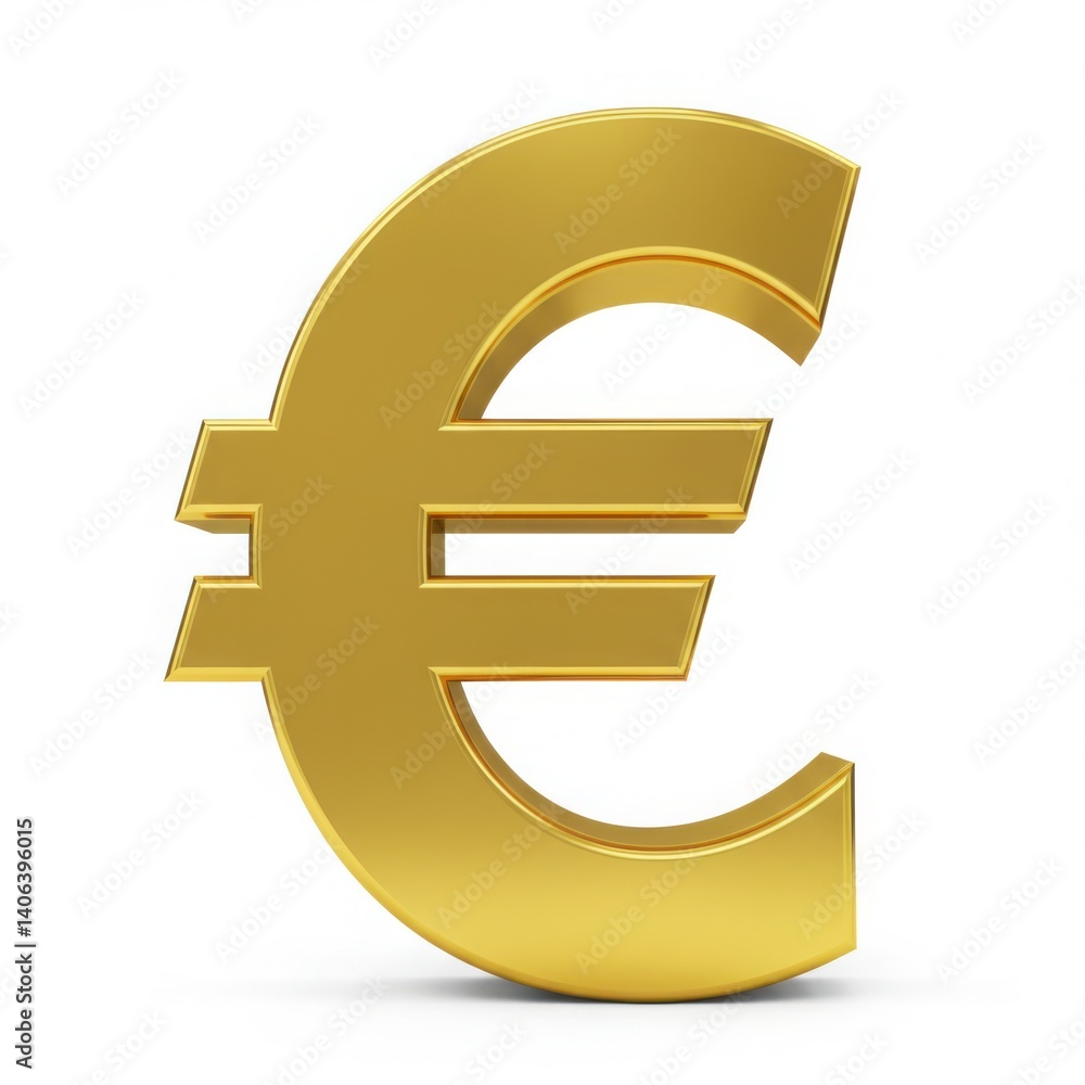 Golden euro currency symbol closeup isolated on white background Golden euro currency symbol closeup isolated on white background