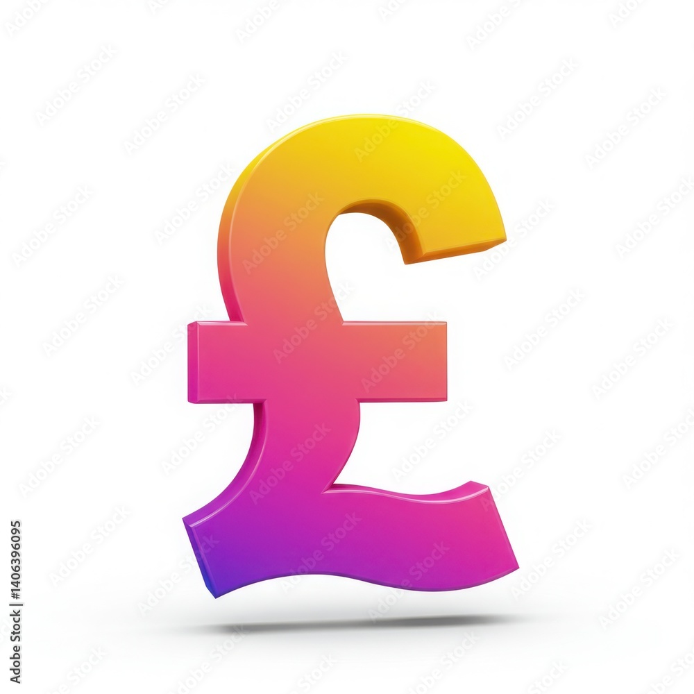 Pound symbol gradient color effect isolated on white background Pound symbol gradient color effect isolated on white background