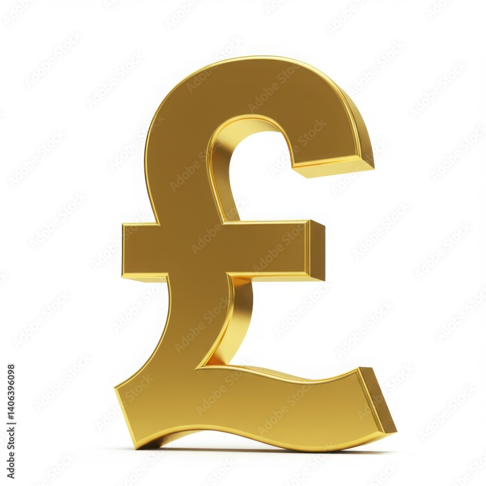 Golden pound sterling currency symbol isolated on white background Golden pound sterling currency symbol isolated on white background