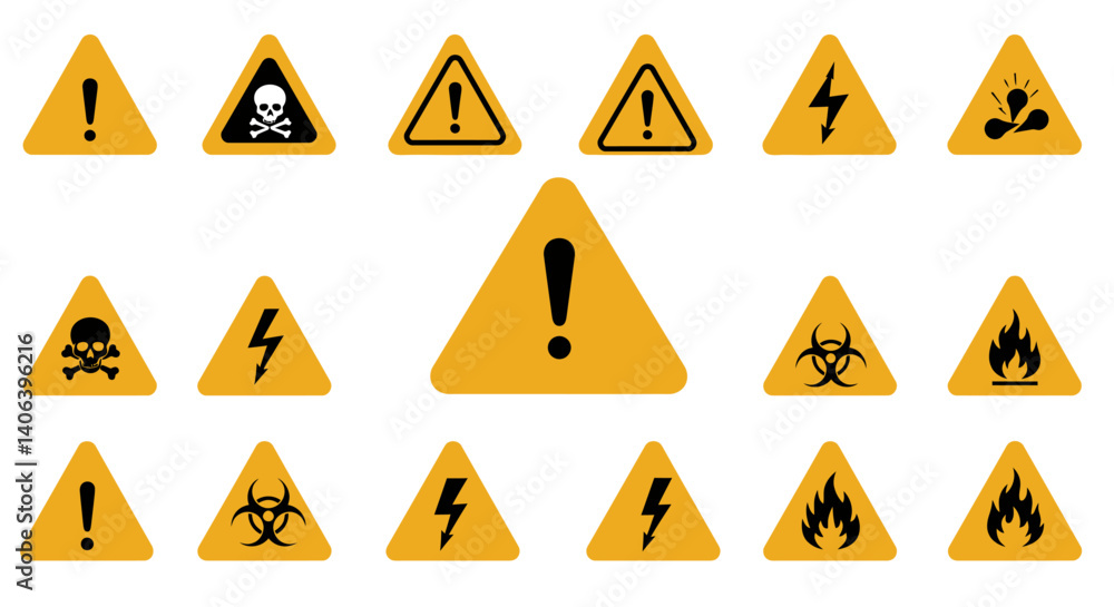 set of warning signs set of warning signs