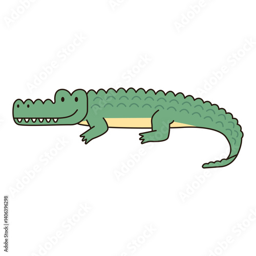 CROCODILE wild animal cute icon kawaii style illustration safari clean flat vector simple outline doodle drawing  isolated element sticker kiddy decorative 