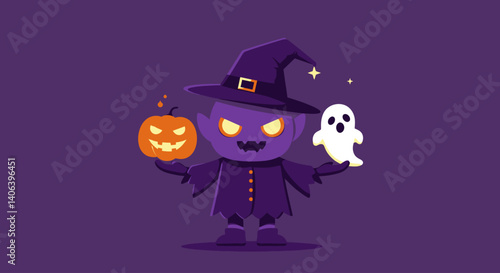 halloween pumpkin with witch hat