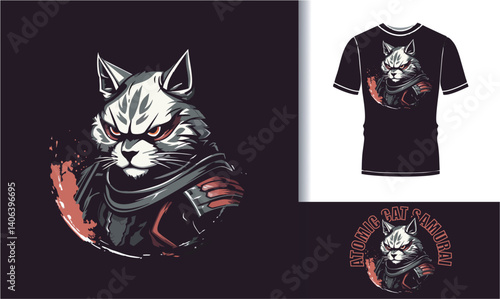 Cat Samurai Legend T-shirt Design