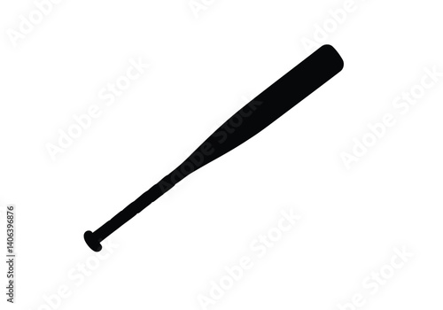 Softball bat silhouette. This image features a sleek black silhouette of a softball bat with a clean and minimal design. Vector illustration black clipart design.