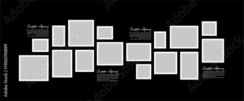 Pictures or photos frame collage. comics page grid layout abstract photo frames and digital photo wall template