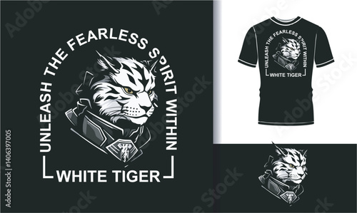White Tiger Samurai T-shirt Design