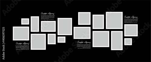 Pictures or photos frame collage. comics page grid layout abstract photo frames and digital photo wall template
