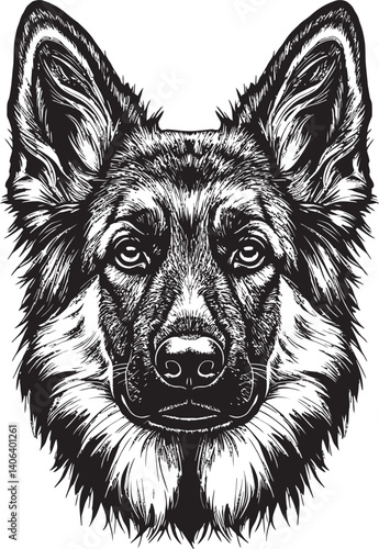 German Shepherd Black Silhouette Vector on Clean White Background