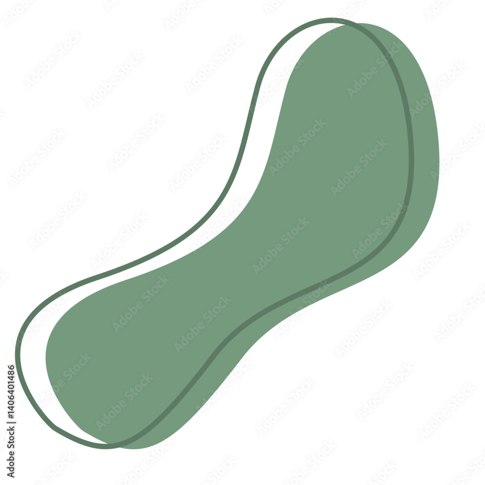 Abstract green wavy shape with smooth curves and minimal design, perfect for decorative elements, backgrounds, or modern graphic design projects.