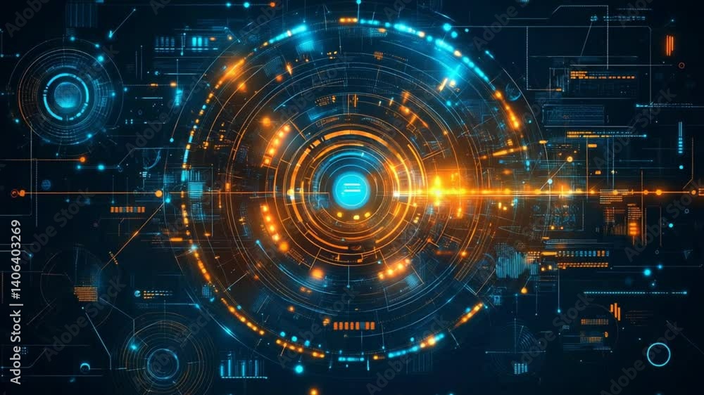 Advanced Technology Futuristic Display with Digital Hud Elements and Data Stream Visualisation Advanced Technology Futuristic Display with Digital Hud Elements and Data Stream Visualisation