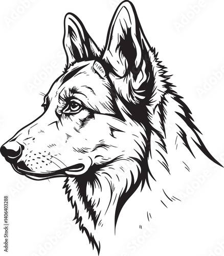German Shepherd Black Silhouette Vector on Clean White Background