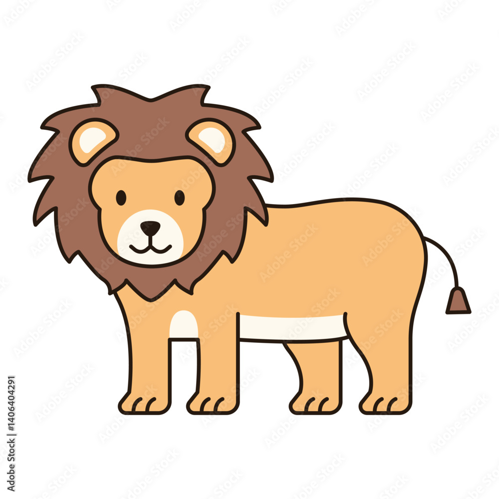 LION wild animal cute icon kawaii style illustration safari clean flat vector simple outline doodle drawing isolated element sticker kiddy decorative LION wild animal cute icon kawaii style illustration safari clean flat vector simple outline doodle drawing isolated element sticker kiddy decorative
