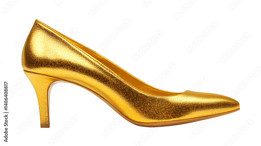 Golden high heel shoes isolated on white background, HD, realistic Golden high heel shoes isolated on white background, HD, realistic