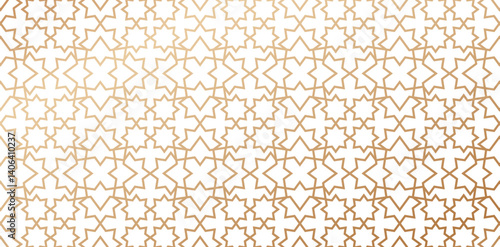 Seamless geometric patterns based on traditional islamic art golden color lines isolated white backgrounds for fabric, textile, covering books, wrapping paper, Fashionable modern wallpaper or textiles
