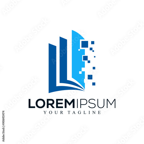Abstract digital book logo design