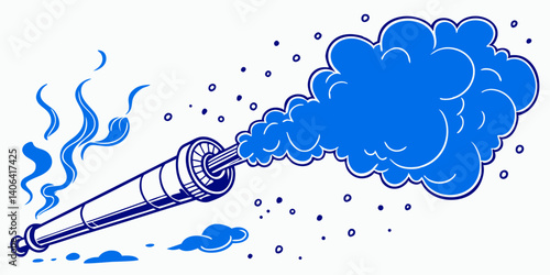 Explosion of blue   powder, dusty smoke on white  background vector illustration.

