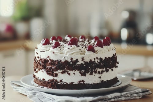 Wallpaper Mural A delectable black forest cake with whipped cream and cherries. Torontodigital.ca