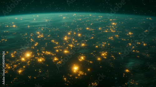 Earth at Night from Space City Lights, Urbanization, Planet View, Nightscape, Cosmos.