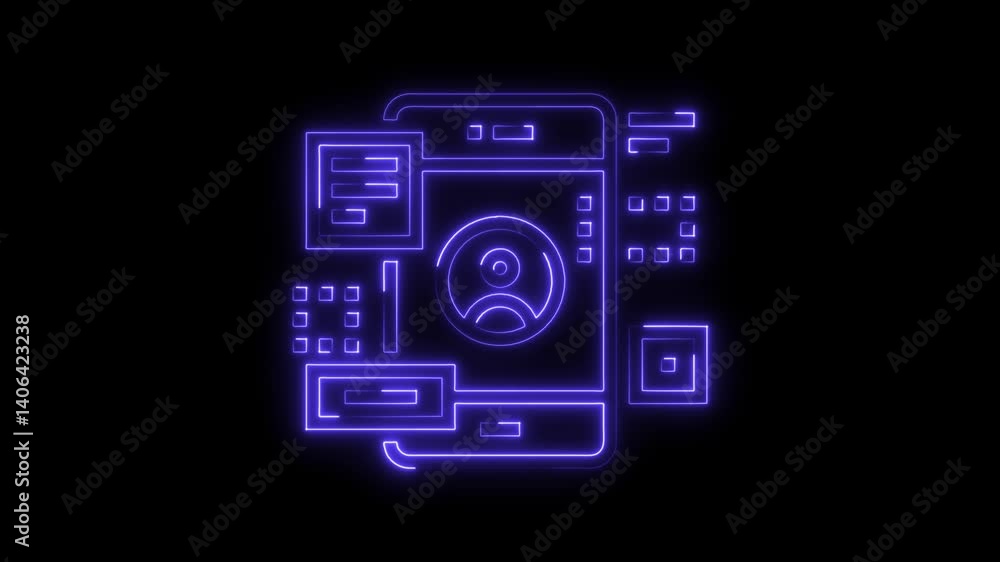 Glowing neon ui icon 4k isolated on black background. HD Video motion graphic animation Glowing neon ui icon 4k isolated on black background. HD Video motion graphic animation